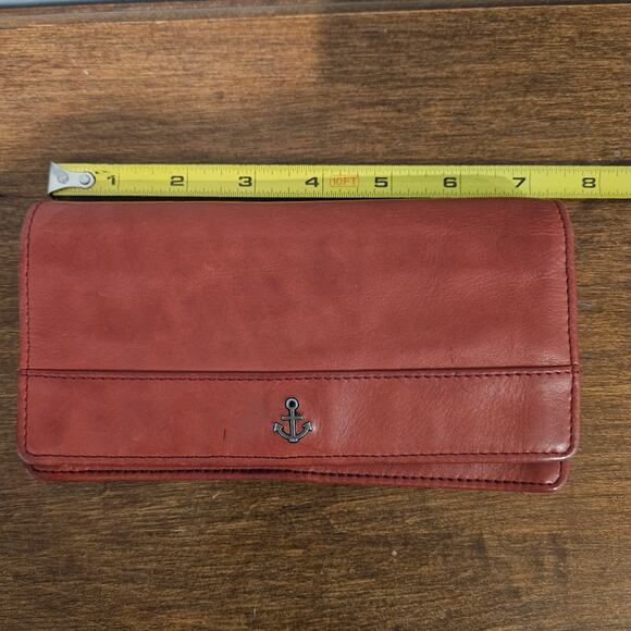 Harbour 2nd Billfold Red Leather Wallet Credit Card Slots Snap Closure - Picture 12 of 15
